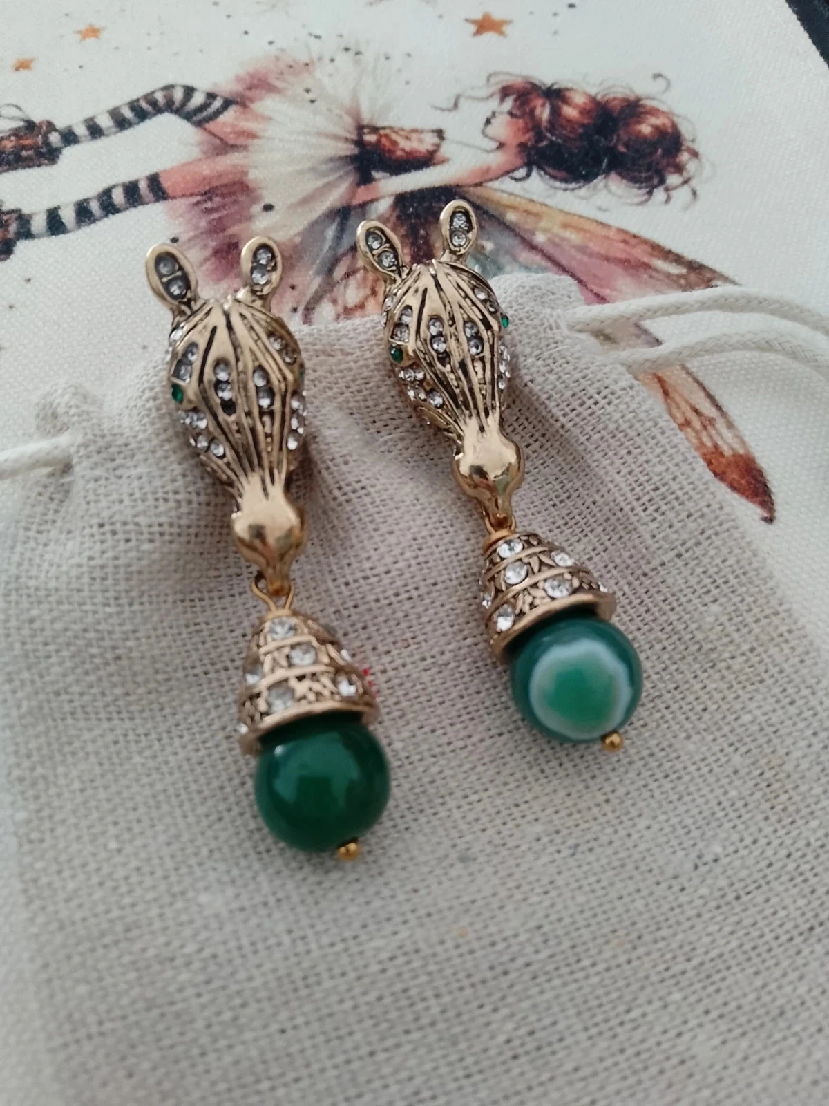 Boucles d'oreilles pierres agates verte naturelles